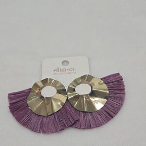 Shasa Gold and Purple Statement Earrings